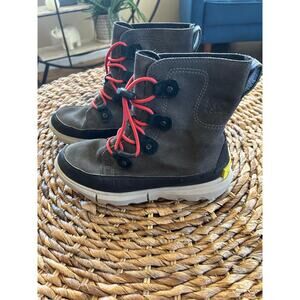 Kids Sorel Explorer™ Lace Winter boot, Gray, Size 5